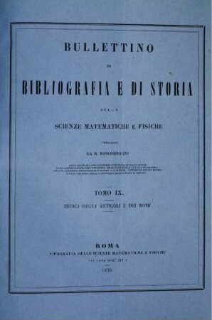Tomo IX. Indici degli articoli e dei nomi.