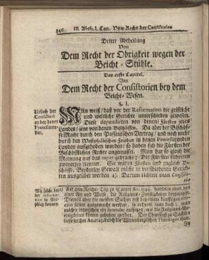 Das erste Capitel. Von dem Recht der Consistorien bei dem Beicht-Wesen.