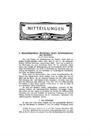Staatsbürgerliche Erziehung durch Selbstregierung der Schüler
