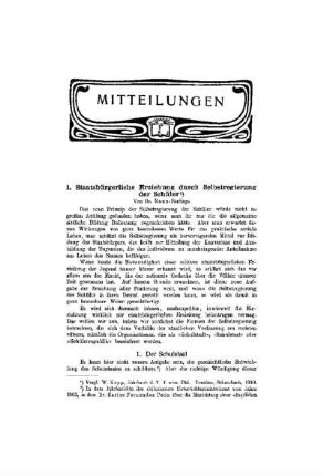 Staatsbürgerliche Erziehung durch Selbstregierung der Schüler