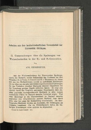 Arbeiten aus dem landwirtschaftlichen Versuchsfeld der Universität Göttingen.