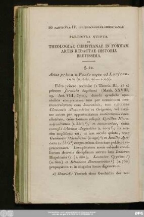 Particula Quinta. De Theologiae Christianae In Formam Artis Redactae Historia Brevissima.