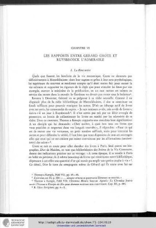 Chapitre VI - Les rapports entre Gérard Grote et Ruysbroeck l'Adrmirable