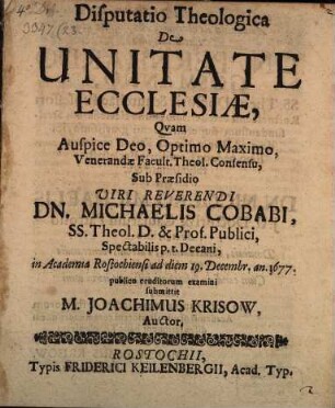 Disp. de unitate ecclesiae