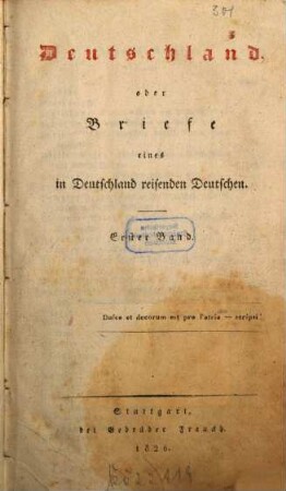 Deutschland, oder Briefe eines in Deutschland reisenden Deutschen, 1