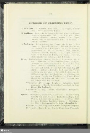 Verzeichnis der eingeführten Bücher