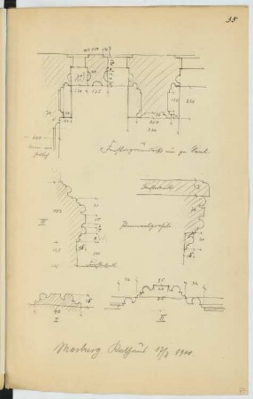 Rathaus, Marburg: Details (aus: Skizzen- und Fotoalbum 19)