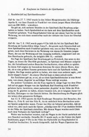 B. Straftaten im Umkreis der Spielbanken