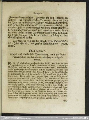 Dankgebet, welches auf allerhöchste Verordnung, nach geendigter Jubelpredigt und nach den allgemeinen Kirchengebeten abgelesen worden