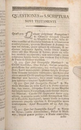 Quaestiones Ex S. Scriptura Novi Testamenti.