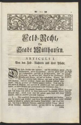 Feld-Recht, Der Stadt Müllhausen.