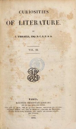 Curiosities of literature, 3