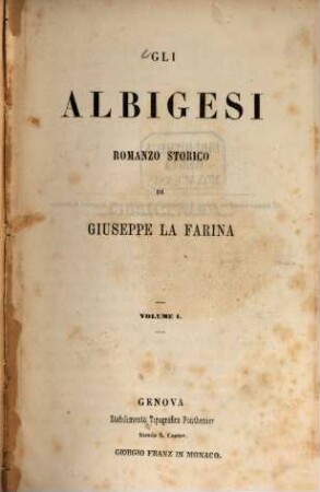 Gli Albigesi : romanzo storico. 1