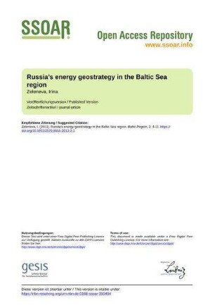 Russia’s energy geostrategy in the Baltic Sea region
