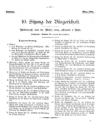 10. Sitzung der Bürgerschaft.