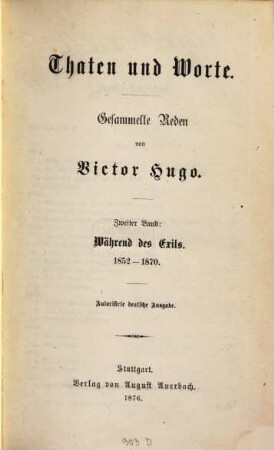 Thaten und Worte : Gesammelte Reden von Victor Hugo, 2
