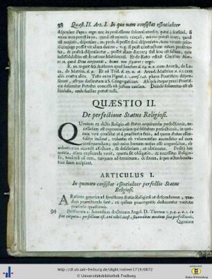 Quaestio II. De perfectione Status Religiosi.