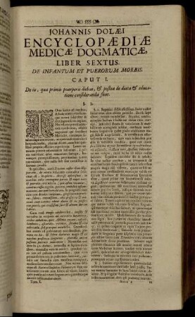 Liber Sextus. De Infantum Et Puerorum Morbis.