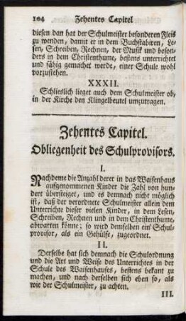 Zehntes Capitel. Obliegenheit des Schulprovisors