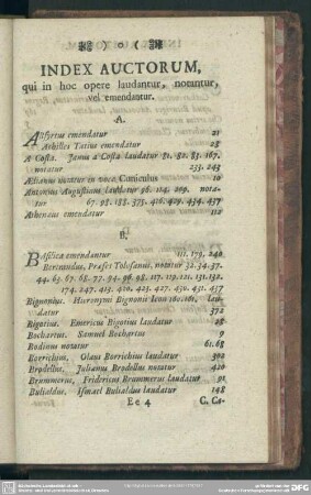 Index Auctorum, qui in hoc opere laudantur, notantur, vel emendantur