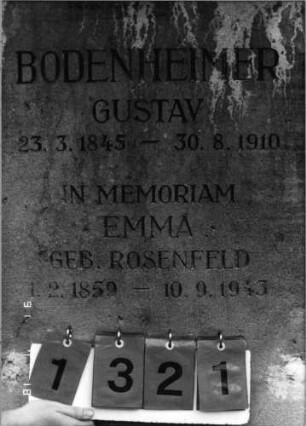 Grabstein 1321 [Hahn S. 48 Grab-Nr. 1753/54]: Grabstein 1321 (Detailaufnahme) [Hahn S. 48 Grab-Nr. 1753/54]