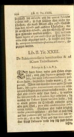 Tit. XXIII. De Fideicommissariis hereditatibus & ad Sctum Trebellianum.