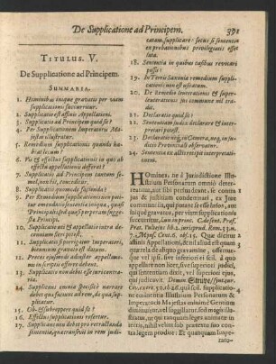 Titulus V. De Supplicatione ad Principem.