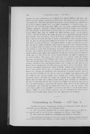 Versammlung zu Pernau. - 1427 Sept. 5.