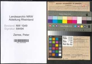 Entnazifizierung Peter Zerres , geb. 07.04.1895 (Baecker)