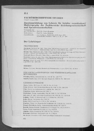 II.4 Fachübergreifende Studien