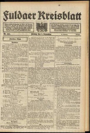 Zweite Ausgabe vom Freitag, den 03. Dezember 1915.