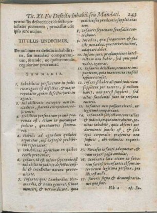 Titulus Undecimus. De nullitate ex defectu inhabilitatis, seu mandati comparenium, & unde, ac quibus modis regulariter proveniat.