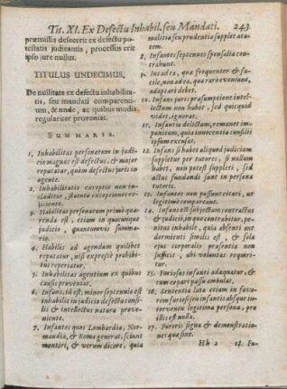 Titulus Undecimus. De nullitate ex defectu inhabilitatis, seu mandati comparenium, & unde, ac quibus modis regulariter proveniat.