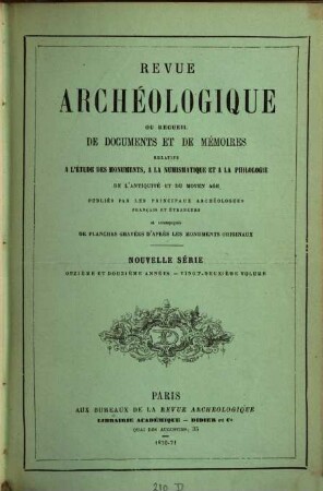 Revue archéologique. 22 = A. 12. 1870/71