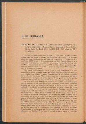"Hacia el Gran Diccionario de la Lengua Española" por Enrique D. Tovar