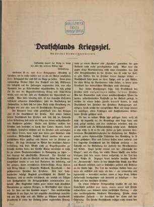 Deutschlands Kriegsziel
