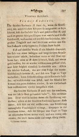 391-403, Vierter Artikel. Feuchte Kachexie. - Sechster Artikel. Wasserkopf.