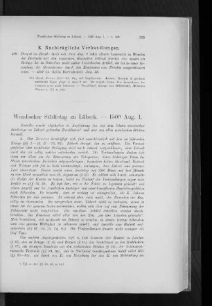 Wendischer Städtetag zu Lübeck. - 1509 Aug. 1.
