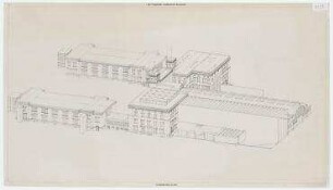 Beschränkter Realisierungswettbewerb Der ehemalige Hamburger Bahnhof als Museum für zeitgenössische Kunst (nicht realisiert) – Axonometrische Projektion. Berlin-Mitte, Invalidenstraße 50-51