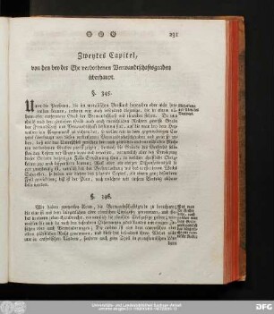 Zweytes Capitel, von den bey der Ehe verbothenen Verwandtschaftsgraden überhaupt.