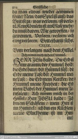 CXLIX. Vom verlangen nach dem Him[m]el