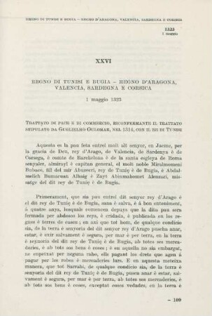 XXVI Regno di Tunisi e Bugia - Regno d'Aragona, Valencia, Sardegna e Corsica 1 maggio 1323