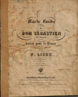 Marche Funèbre de Dom Sébastien de C. Donizetti : variée pour le piano