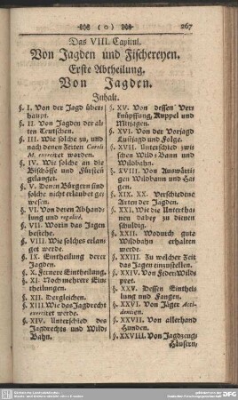 Das VIII. Capitul. Von Jagden und Fischereyen