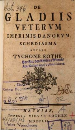 De gladiis Veterum imprimis Danorum Schediasma