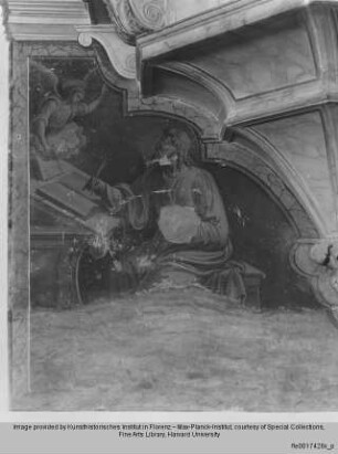 Bemalung und Rahmung der Kanzelnische : Der Evangelist Matthäus?