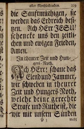 In theurer Zeit und Hungers-Noth