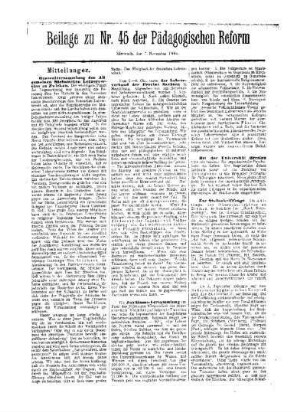 Mitteilungen : Beilage zu Nr. 45 der Pädagogischen Reform