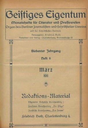 Heft 6 (März 1911)