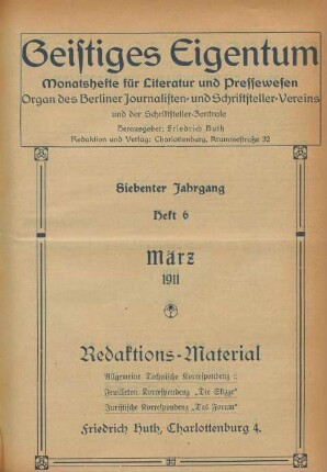 Heft 6 (März 1911)